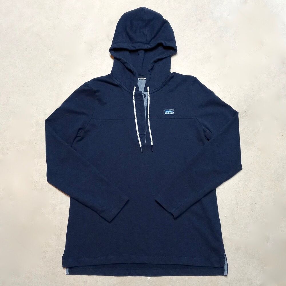 LL Bean Hoodie Size MEDIUM Blue Lightweight Sweatshirt Hiking Outdoor Gorpcore